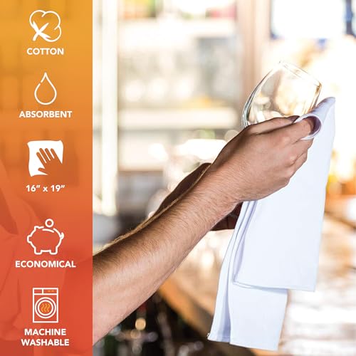 Arkwright Qwick Wick Bar Mop Towels Pack of 12 - 100% Cotton Quick Dry Dishcloths for Restaurants Kitchen Bathroom Hotel