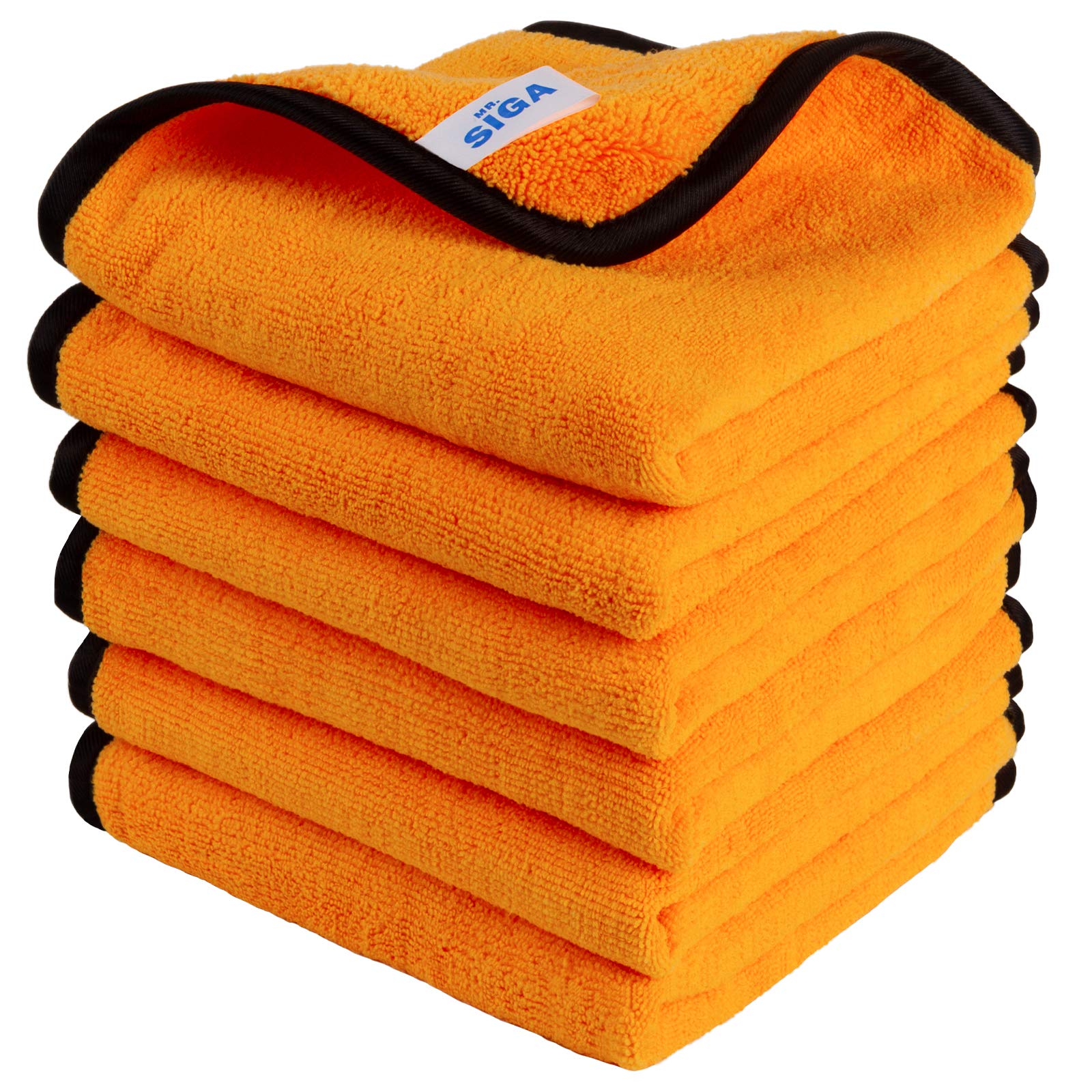 MR.SIGA Premium Microfiber Towels for Household Cleaning and Car Detailing, Gold, Perfect for Home and Car Use, 6 Pack,