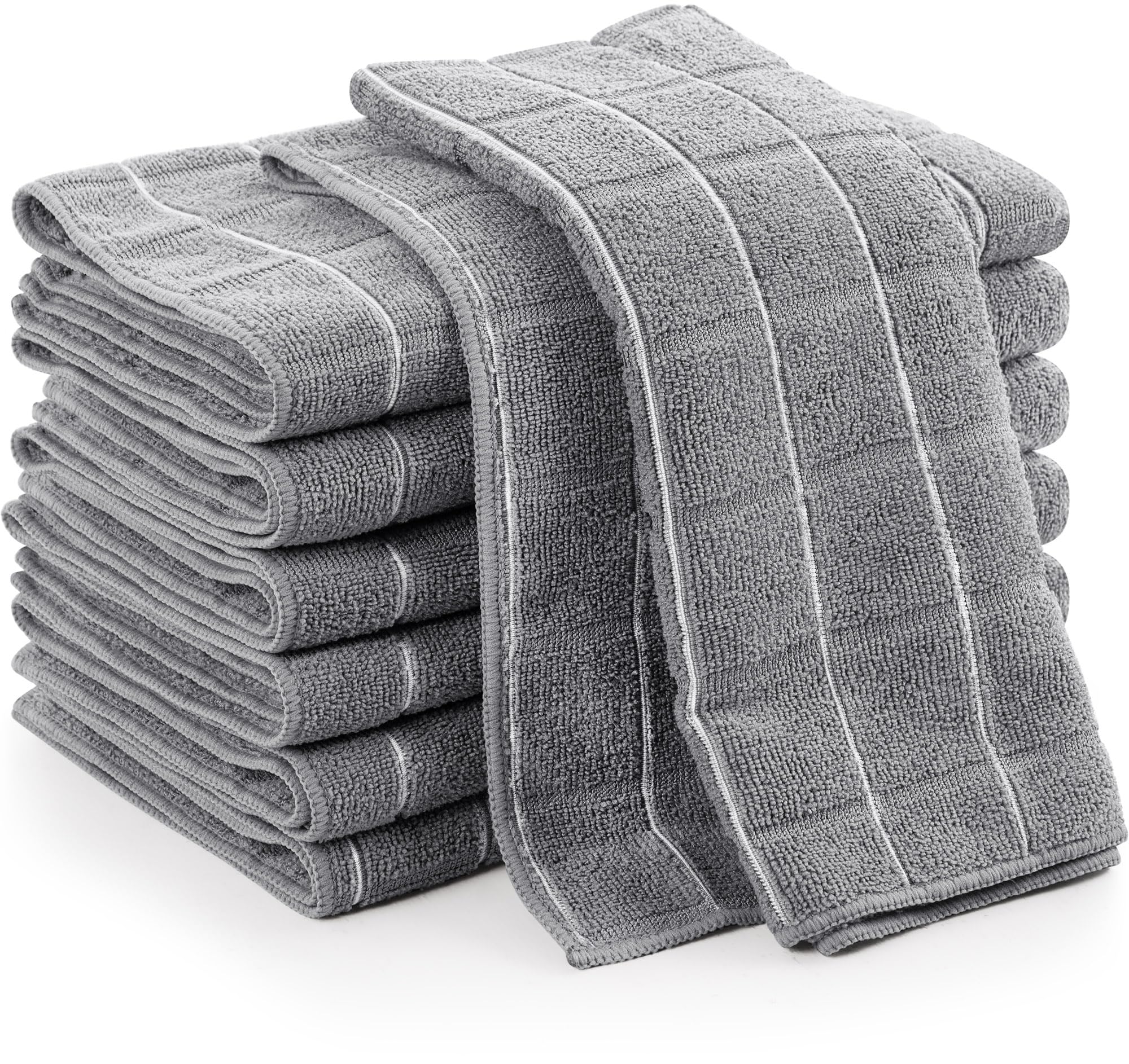 Utopia Towels Microfiber Cleaning Cloth - Grey, 8 Pcs (12x12 Inch) for Housekeeping - Lint Free Reusable - Perfect for K